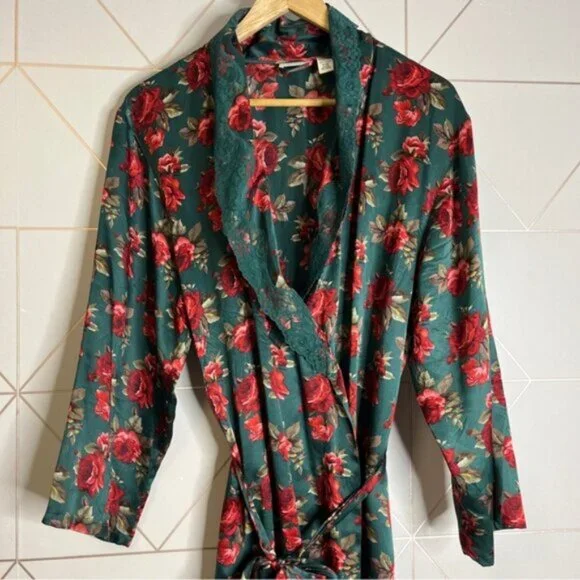 Vintage La Senza 100% Silk Floral Robe - Picture 4 of 8
